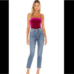 Magenta lovers and friends velvet bodysuit